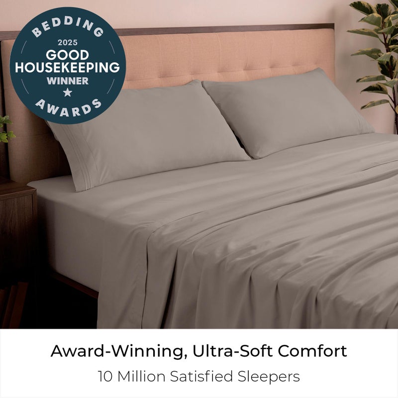 Mellanni California King Sheets Set - 4 PC Iconic Collection Bedding - Hotel Luxury, Extra Soft, Cooling Bed Sheets - Wrinkle, Fade, Stain Resistant (Cal King, Tan) - Image 2